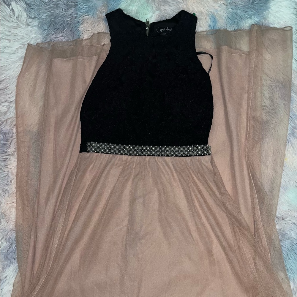 🌺Speechless Black & Nude Pink Prom Dress